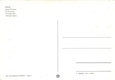 Ilhas Eólianas — Vulcão — Ed. Cartolibreria Belletti - Lipari — Verso