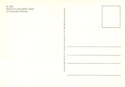 Ilha de Vulcano — Os fumaróis sulfurosos — Soc. Trimboli Via Puccini, Pescara — Verso