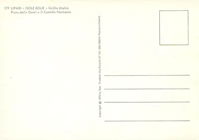 Lipari — Ilhas Eólias — Editor Puccini, n° 179 — Verso