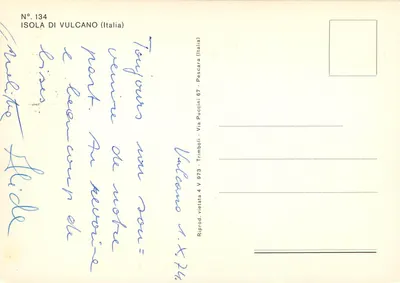 Ilha de Vulcano — vista panorâmica — editor não identificado, n° 134 — Verso