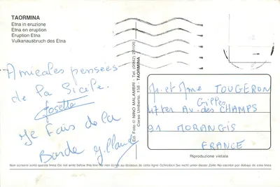 Etna — erupção — Nino Malambri, n° 2b100 — Verso