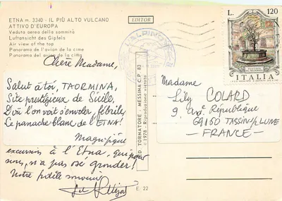 Etna — o mais alto vulcão da Europa — Editor L'Altrino, n°83 — Verso