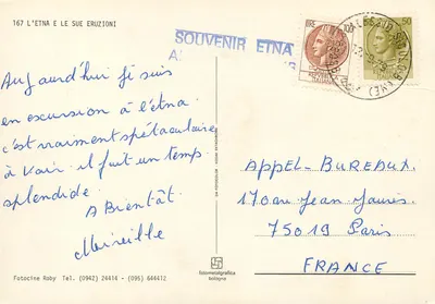 Etna — Eruptões espetaculares — Fotocine Roby, n°167 — Verso