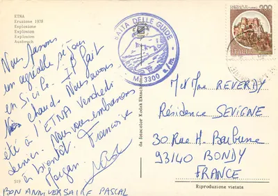 Erupção do Etna — 1978 — Baïta delle Guide — Verso