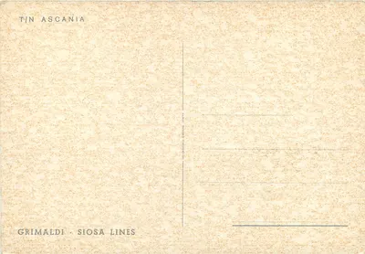 O navio a vapor ASCANIA — Grimaldi - Siosa Lines — ilustração de Andel — Verso