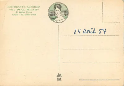 Wenecja — Widok Albergo Malibran da Nane Mora — wydawca Grenzano — Rewers