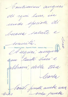 Róże — włoska kartka urodzinowa — Ecamme, nr 958 — Rewers