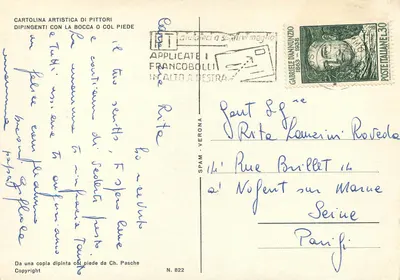 Bukiet kwiatów — ilustracja — Ch. Pasche, N. 822 — Rewers