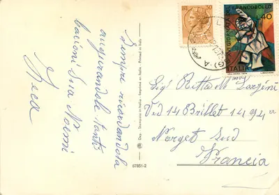 Narodziny — scena z kołyski z aniołami — wydawca L. Bocchini — Rewers