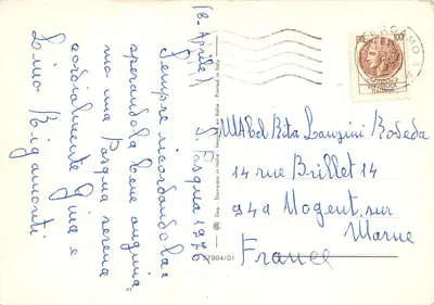 Zdekorowane jajka wielkanocne — krokusy i białe osiki — wydrukowane we Włoszech — Rewers