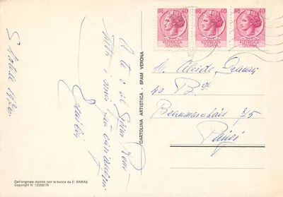 Natal e Ano Novo — cena da Natividade e paisagens invernais — Cartolina Artistica, N. 12255/76 — Verso