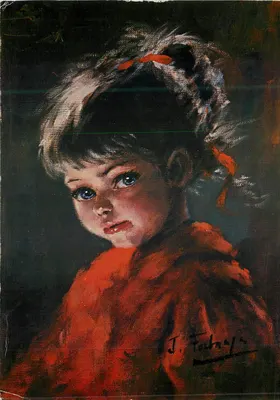 Retrato de criança — pintura a óleo — J. Fabrays