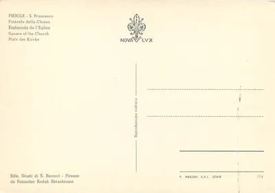 Fiesole - Plac kościoła — S. Francesco — Nova LVX, seria 774 — Rewers