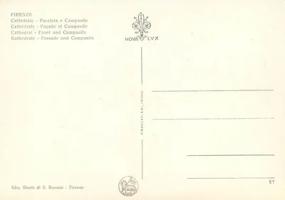 Florence - Katedra i dzwonnica — Wydawnictwo Giusti di S. Becocci, nr 27 — Rewers