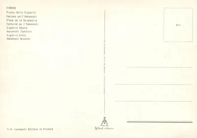 Piazza della Signoria — Fontana dell'Ammannati — editor Innocenti, n° 42/3 — Verso
