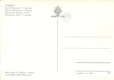 Florencio - Dom Buonarroti - Façada - Ediz. Giusti di S. Becocci - nr 611 — Rewers