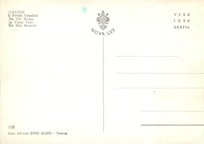 Ponte Vecchio — Florenca — wydawca Gino Giusti, nr 159 — Rewers