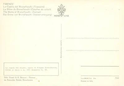 Dach Florencji — zachód słońca — Wyd. Giusti di S. Becocci, n° 744 — Rewers