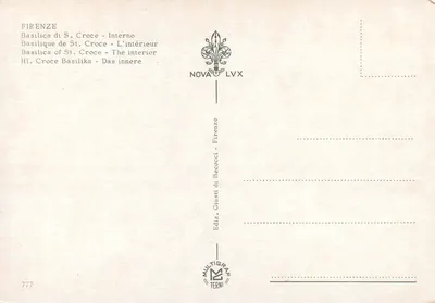 Wnętrze Bazyliki Santa Croce we Florencji — Édition Giusti di Becocci - N°777 — Rewers