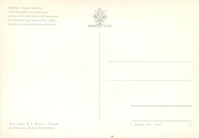 Palazzo Vecchio — Dziedziniec z fontanną z putto — Edizioni Giusti di S. Becocci — Rewers