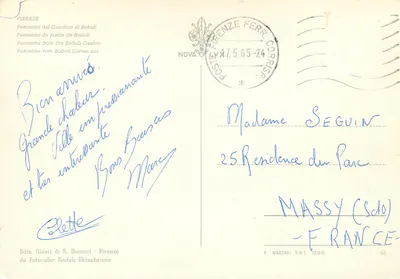 Visão panorâmica de Florença — Jardim de Boboli — Ed. Giusti di S. Becocci — Verso