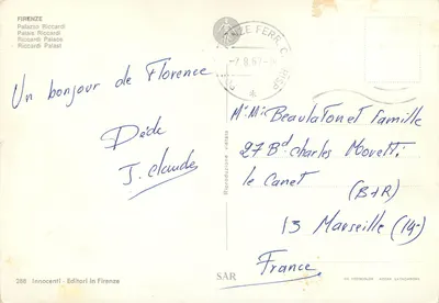 Palácio Riccardi — Florença — Innocenti - Editori in Firenze n°288 — Verso
