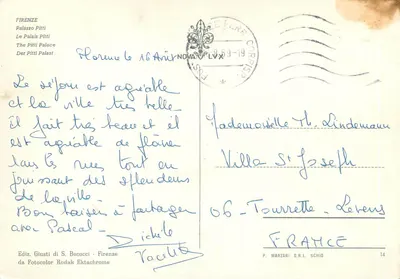 Palácio Pitti — Florença — Ediz. Giusti di S. Becocci — Verso