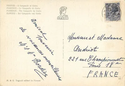 Florenca - Klocka Giottusa — M. & G. Tognoli, Florenca — Rewers