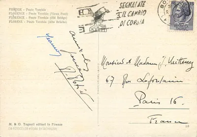 Florence - Most Vecchio — widok panoramiczny — M. & G. Tognoli, Firenze — Rewers