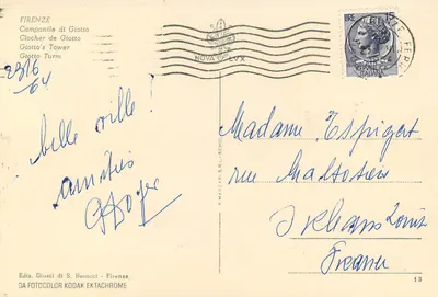 Campanário de Giotto — Florença — Ediz. Giusti di S. Becocci — Verso
