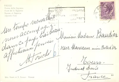 Piazza della Signoria — Florença — Ed. Giusti di S. Becocci, n° 29 — Verso
