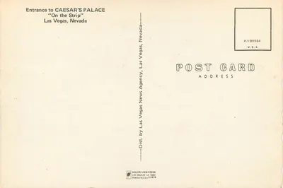 Ingang tot CAESAR'S PALACE — 'Op de Strip' — Las Vegas, Nevada — Kolor View Press — Achterkant