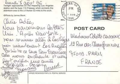 Los Angeles — skyline e autostrada 110 — Columbia Publishing, T-762 — Verso