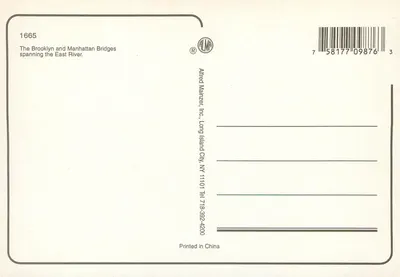 Nova York — vista aérea com pontes — Alfred Manzner, Inc. — Verso