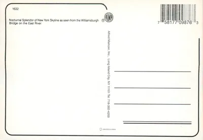 Nova Iorque — panorama noturno — Alfred Manzner, Inc. n°1632 — Verso