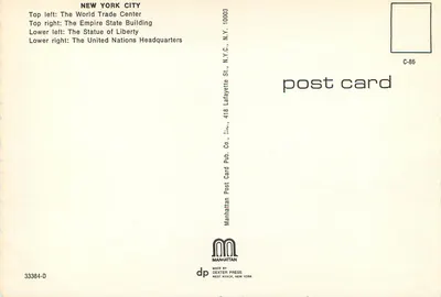 Nowy Jork — The Big Apple — Manhattan Post Card Pub. Co. — Rewers