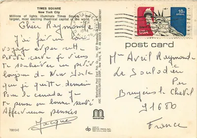 Times Square — New York City — Manhattan Post Card Co. n°70013-C — Rückseite
