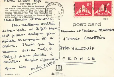 Nowy Jork — widok budynku Empire State w zachodzie — Manhattan Post Card Pub. Co., Inc. — Rewers