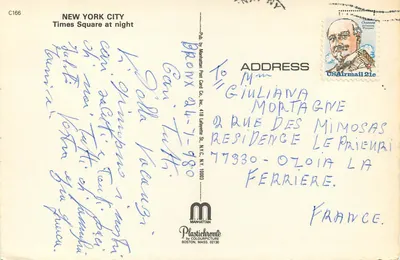 Times Square w nocy — Manhattan Post Card Co. Inc. C166 — Rewers