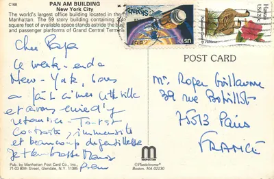 Edifício Pan Am — Nova York — Manhattan Post Card Co. n° C168 — Verso