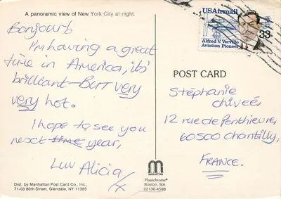Panoramiczny widok New York w nocy — Manhattan Post Card Co., Inc. nr 02130-4598 — Rewers