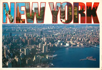 Nova York — Vista aérea panorâmica de Manhattan — Impressa na Itália