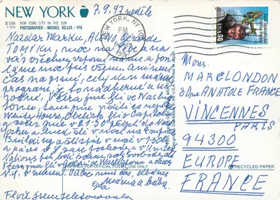 New York — Ansicht des Sonnenuntergangs über die Stadt — Verlag FPG, Nr. 5086 — Rückseite