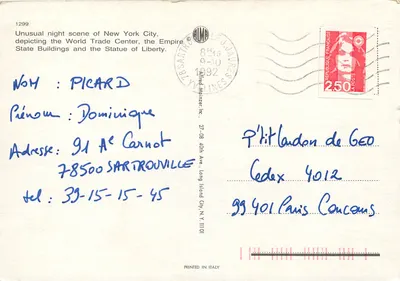I Love New York — noite — Alfred M. Sartine, Inc. n°1299 — Verso