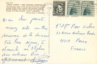 Il Cortile delle Due Sorelle — Via Reale, New Orleans — H.S. Chocker Co. — Verso