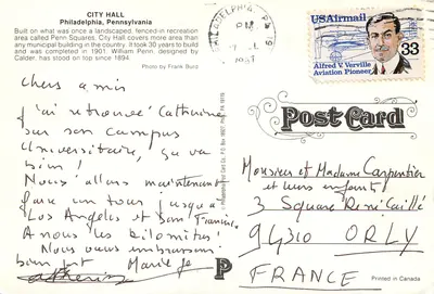 Zamek Miejski — Filadelfia, Pensylwania — Philadelphia Post Card Co. n°19119 — Rewers