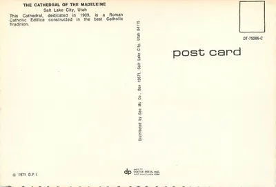 Catedral da Madeleine — Salt Lake City, Utah — Dexter Press, Inc. — Verso