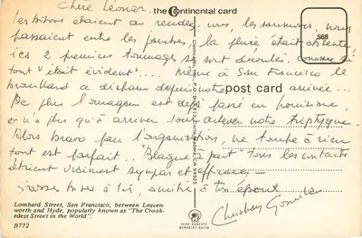 Lombard Street no mundo — San Francisco — Carta continental B772 — Verso