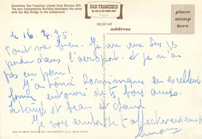 San Francisco — vista desde Russian Hill — editor S. Crocker Co. n.º 10C:SF-147 — Reverso