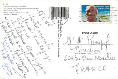 Ponte Golden Gate — San Francisco — Original Novelty Co. E-171 — Verso